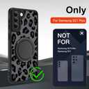 Fiyart Designed for Samsung Galaxy S21 Plus Case Leopard Ring Holder Kickstand Magnetic Bumper Compatible with MagSafe Camera Lens Protection for Women Men Cheetah Print S21+ 6.7"-Black