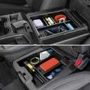 Center Console Organizer, 2PCS Storage Tray Compatible with 2019-2025 Chevy Silverado/GMC Sierra 1500 & 2020-2025 Chevy Silverado/Sierra 2500HD 3500HD (Split-Bench Folding Seat)-Black