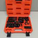 MIXPOWER 50 Pieces 1/4" Dr. Impact Socket Set, CR-V, 6 Point, SAE/Metric, 5/32 Inch - 9/16 Inch, 4mm - 15mm, Shallow/Deep