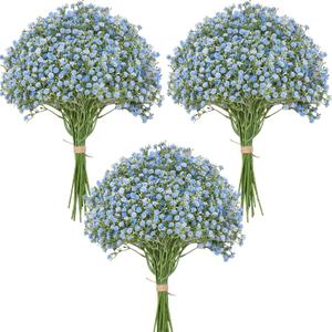 Serwalin 33pcs Babys Breath Artificial Flowers,Real Touch Blue Fake Flowers for Wedding Bouquets Centerpieces,Faux Gypsophila Babies Breath Floral Arrangement Party Home Decor(Blue)