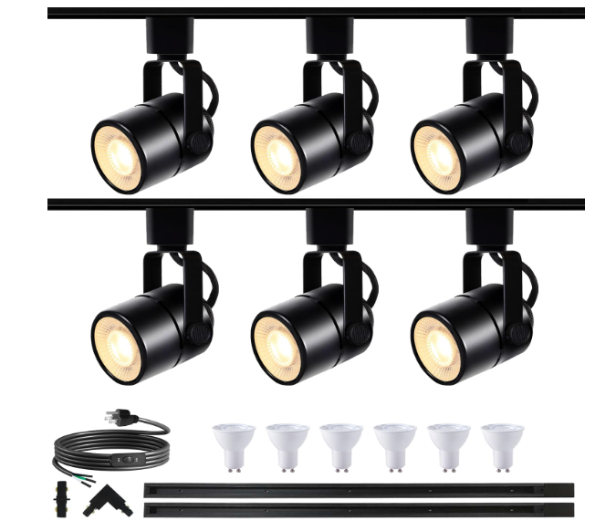 Bravsekai LED Track Lighting Kit GU10 3000K 6 Lights Black