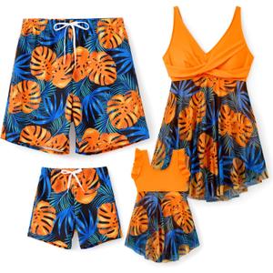 PATPAT Family Matching Summer Swimwear, Women One-Piece Swimsuit, Men Swim Trunks - Large , Boy Board Shorts, Girl Bathing Suit (Large, Orange Monstera Leaf) PATPAT Family Matching Summer Swimwear, Women One-Piece Swimsuit, Men Swim Trunks - Large , Boy Board Shorts, Girl Bathing Suit (Large, Orange Monstera Leaf)