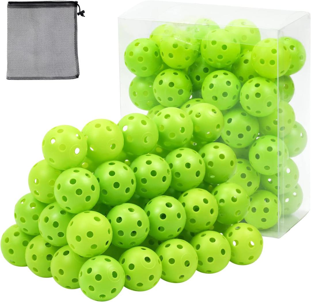 Plastic Golf Balls Practice Limited Flight Golf Training Ball Hollow Swing Practice Indoor Golf Balls with Mesh Drawstring Bag for Backyard Driving Range or Outdoor (Green)