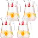 Didaey 4 Pcs Plastic Pitcher with Lid and Handle Clear Plastic Water Pitcher Shatter Proof Jugs for Drinks Fridge Iced Tea Juice Milk Lemonade Sangria Cold or Hot Beverages (50 oz)