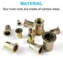 Rivet Nut Tool Kit, 830pcs SAE/Metric Rivet Nut Assortment Kit #6-32, #8-32, #10-24, 1/4-20, 5/16-18, 3/8-16, 1/2-13, w Galvanized Carbon Steel Flat Head Threaded Insert Nuts (SAE - 830pcs)