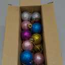 50 Pcs Christmas Mini Balls Ornaments,1.18 Inch Colorful Glitter Balls,Xmas Tree Small Decorative Hanging Decorations for Holiday Party DIY Craft Home Decor