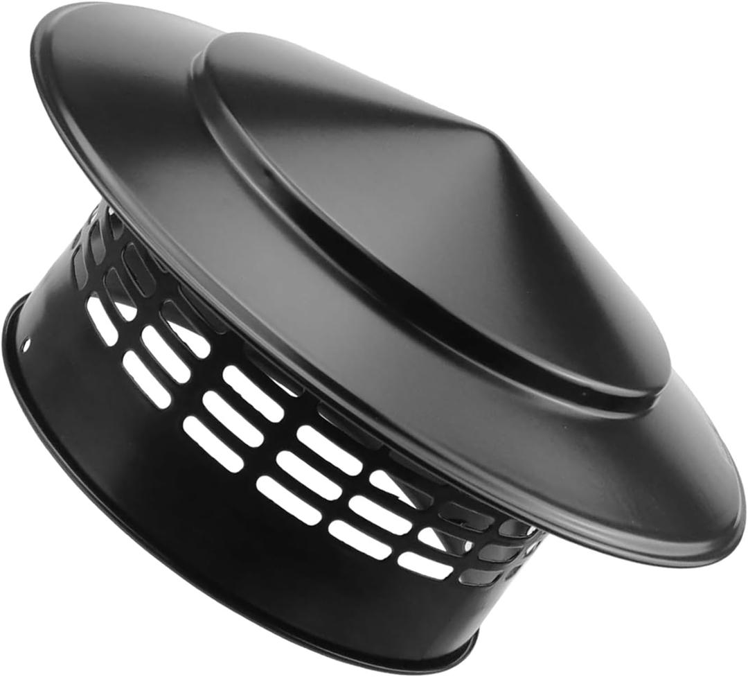 Cone Top Chimney Cap, RoundChimney Cover Cap Outside Roof Fireplace Screen Cover Exterior Stove Pipe Topper (Black, 6in-1)