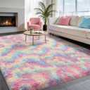 Ophanie Rainbow Rug for Bedroom Girls, Unicorn Colorful Fluffy Soft Cute Fuzzy Area Rugs, Shag Plush Shaggy Bedside Floor 4x6 Furry Carpet for Kids Baby Teen Dorm Nursery Home Decor Aesthetic