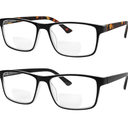 Yogo Vision Bifocal Reading Glasses for Men and Women, Rectangle MultiFocal Readers with Spring Hinges, Retro Design
