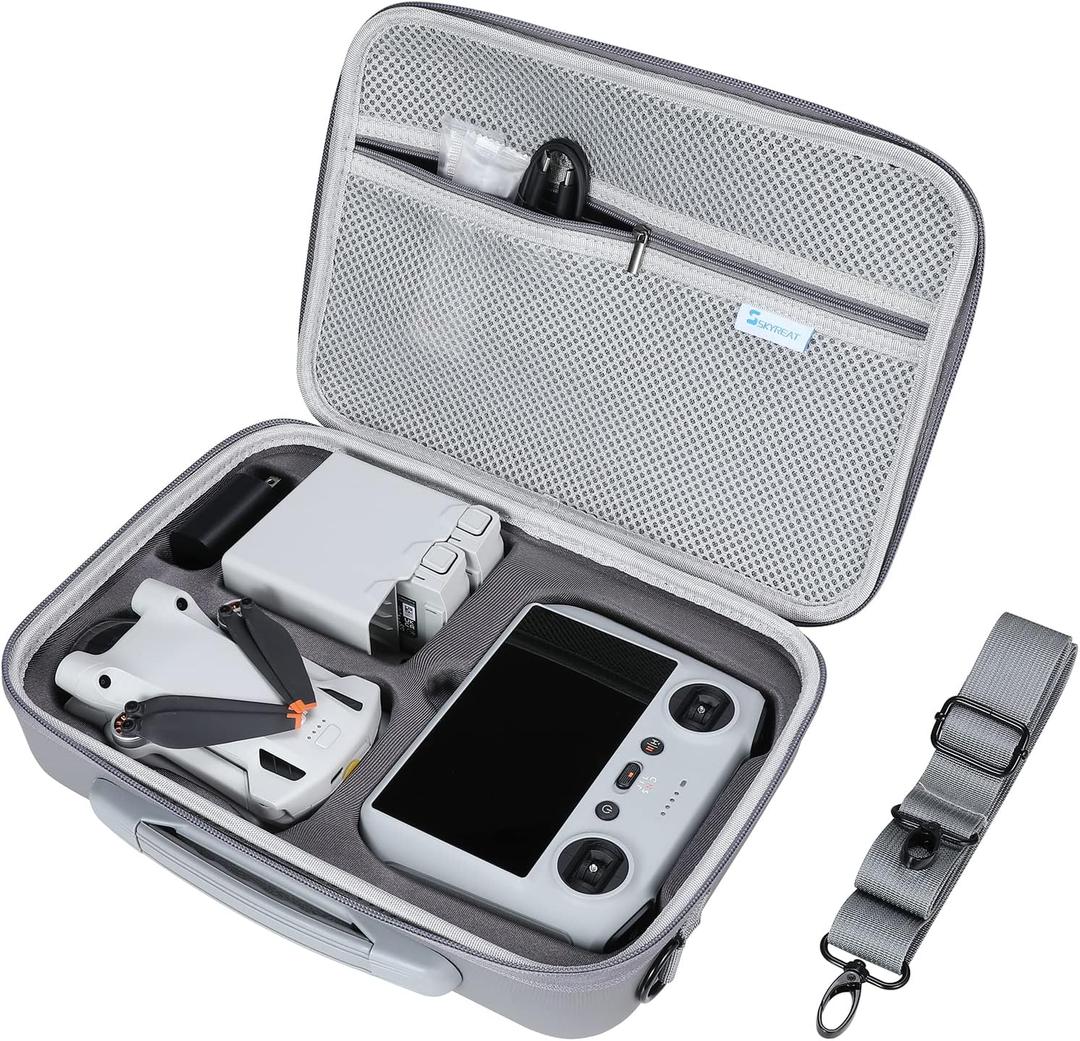 Skyreat Mini 3 Pro Case, PU Leather Hard Carrying Case Compatible with DJI Mini 3 Pro Drone and Accessories