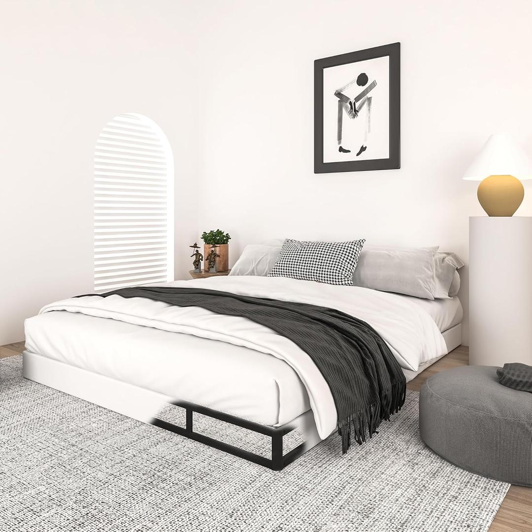 Qingzhou Box Spring for Queen Bed, 5 Inch High Metal Queen Box Spring Only, Heavy Duty Mattress Foundation with Fabric Cover, Easy Assembly, Quiet Noise Free, Non Slip, Black