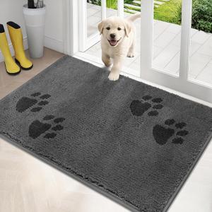 PURRUGS Dirt Trapping Door Mat 32" x 47", Non-Skid/Slip Machine Washable Microfiber Entrance Rug, Shoes Scraper, Dog Doormat, Super Absorbent Floor Mat for Muddy Wet Shoes and Paws, Grey