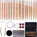 Weabetfu Knitting Needles Set with Bamboo Circular Knitting Needle 13 Pair Interchangeable Knitting Needles and Cables, Accessories and Case Perfect for Beginner, DIY Crafts