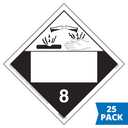 Class 8 Corrosive Placard, Blank 25-pk. - 10.75" x 10.75" Removable Self Adhesive Vinyl for Temporary Applications, DOT Hazmat Compliant, J. J. Keller & Associates, Inc.