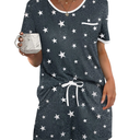 Ekouaer Women's Pajama Set 2 Piece Lounge Shorts & Short Sleeve Tops Size L