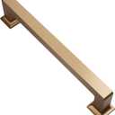 Alzassbg 10 Pack Champagne Bronze Cabinet Pulls, 5 Inch(128mm) Hole Centers Cabinet Handles Square Kitchen Hardware for Cabinets AL3046TGP