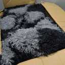 KICMOR 6x9 Area Rugs for Living Room, Large Fluffy Soft Black and Grey Checkered Big Fuzzy Shag Shaggy Bedroom Carpet, Indoor Plush Rug for Kids Boys Girls Room Dorm Nursery Home Decor Aesthetic
