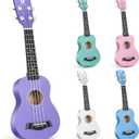 Soprano Ukulele for Beginners, Hawaiian Ukulele 21 Inch Basswood,4 - Strings Guitar Ukulele for kids Adult Student, Purple