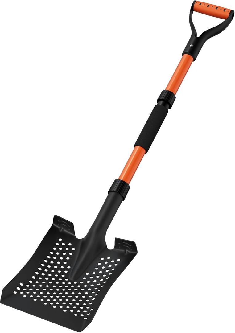 Beach Sand Scoop Shovel 42'' for Metal Detecting, Long-Handle Sand Sifter with Ergonomic D-Grip, Twist-Lock Design & Wide Step for Coin & Treasure Recovery