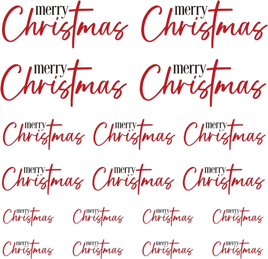 Merry Christmas Stickers for Cards Making, Merry Christmas Word Vinyl Decals for Crafts Label Bag Gifts Presents Scrapbooks (Merry140) (Red)