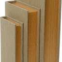 DECOR4SEASON Decorative Book Boxes Set of 3 Modern Faux Linen & Wood Hidden Storage for Coffee Table Stackable Fake Books for Shelf Decor, Remote Control & Jewelry Organizer (Warm Taupe)