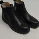 DREAM PAIRS Women's Low Heel Chelsea Ankle Boots Fashion Slip On Elastic Fall Booties Shoes (8.5, Black/Pu)