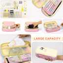 2 x Big Capacity Pencil Case, Office Academy School Large Storage Durable Pen Pouch Children Teen Adults (8.6 x 4.3 x 2.55 inches, pink)