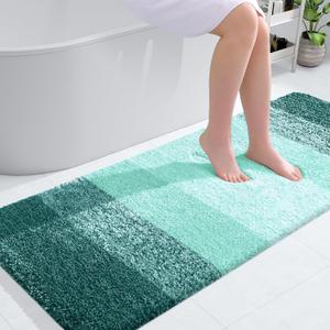 OLANLY Bathroom Runner Rugs 54x24, Extra Soft Absorbent Microfiber Bath Rugs, Rubber Backing, Quick Dry, Washable Bath Mats for Bathroom Floor, Tub and Shower, Home Decor Accessories, Blackish Green