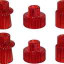 WELLIFE 6 Pcs Red Taper Candle Holder, Glass Candlestick Holder, Red Tapered Candlestick Holders for Party, Wedding Decorations, Table Centerpieces and Christmas