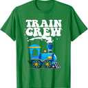 Birthday Train Crew Party Family Matching Men Women Kids T-Shirt, Kelly Green, L
