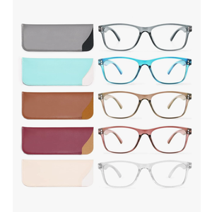 Reading Glasses Blue Light Blocking, Computer Glasses for Women Men, Fashion Square Eyeglasses 5 Pairs(2.25)