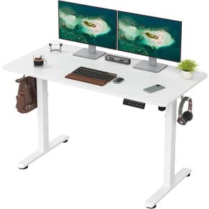 Casaphoria 48 x 24 inches Electric Standing Desk, Sit to Stand Desk with Memory Height Adjustment, Home Office Computer Desk for Writing and Games, White