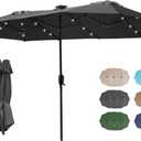 FREE SOLDIER 13ft Patio Umbrella with 36 LED Solar Lights Double Sided Outdoor Umbrella for Patio Table Umbrella with Solar lights for Garden Yard Pool (Dark Gray), 13' x 6.5' x 7.8'