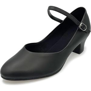 So Danca - Celine Character Shoes, 1.5" Heel, Leather Sole, Dance Shoes for Women, Ballroom, Salsa, Tango - Celine CH50 (Black 9 1/2)