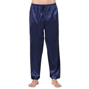 Smooth Satin Sweatpants  Drawstring Elastic Waist Loose Wide Leg Lounge Pants Navy  M