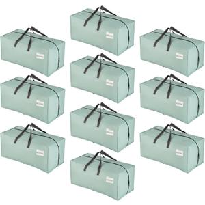 VENO 10 Pack Moving Bags w/Backpack Straps, Heavy Duty, Moving Boxes Alternative, Packing Supplies, Large Storage Totes for Dorm Room Essentials with Zipper for Clothes (Light Green Matte, 10 Pack)