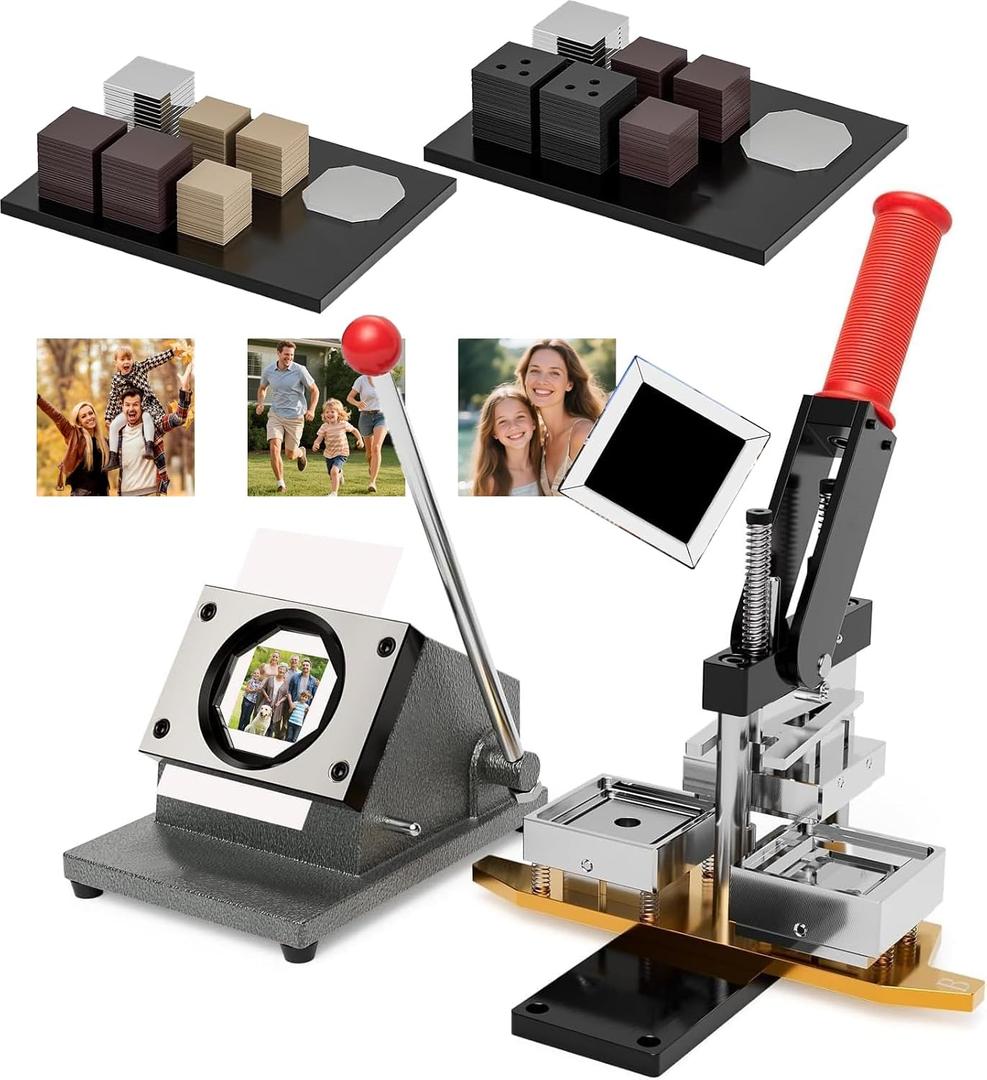 2x2in Magnet Maker Machine Square for Family Activities Souvenir Collection | Square - Creates 200 magnets quickly - Sturdy - quality materials - Ergonomic - easy to use, Magnet Maker Kit