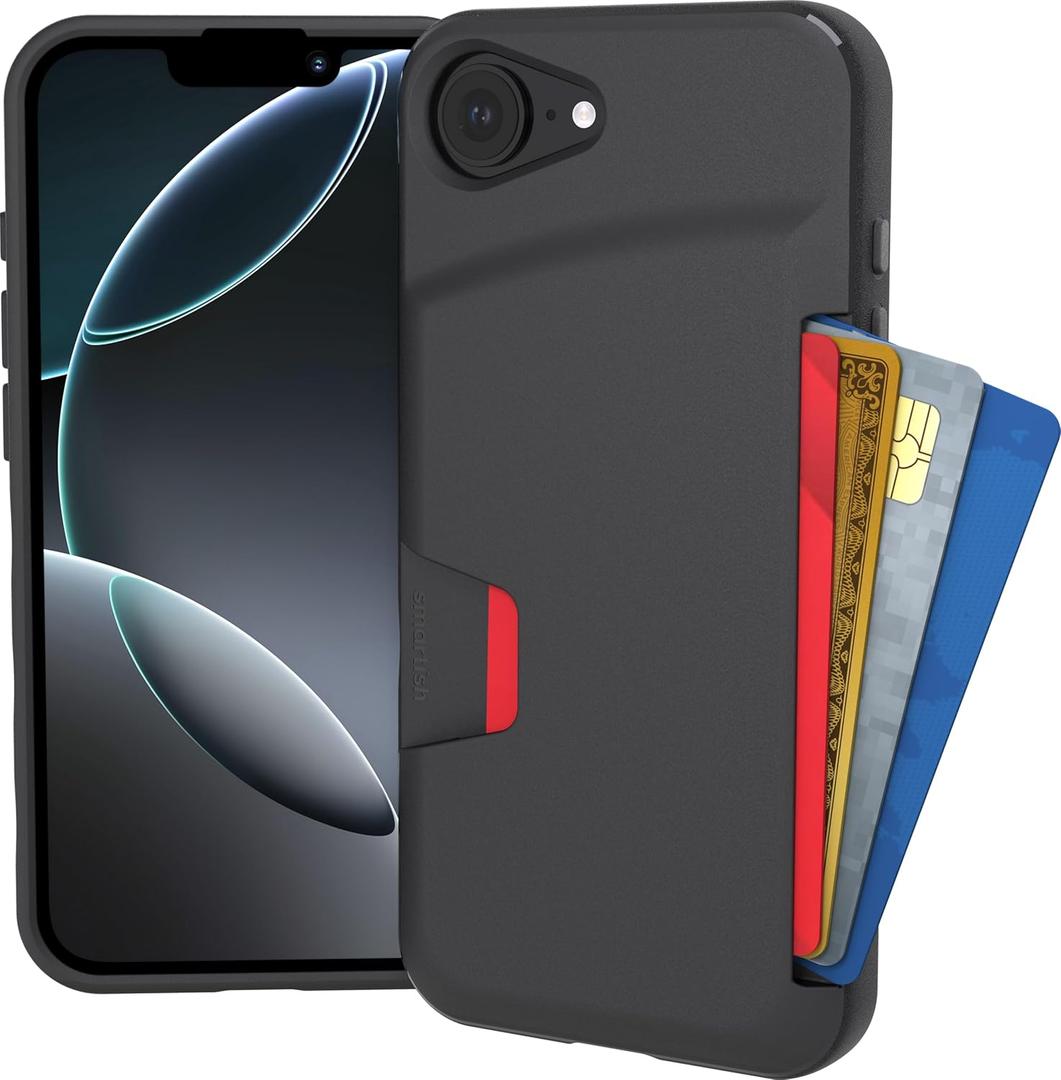 Smartish iPhone 16e Wallet Case - Wallet Slayer Vol. 1 [Slim + Protective] Credit Card Holder - Drop Tested Hidden Flip Card Slot Cover Compatible w/Apple iPhone 16e 2025 - Black Tie Affair
