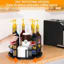 Coffee Syrup Organizer 8 Bottles, Rotating Coffee Syrup Holder with Stirrers Storage for Syrup Bottles, Cup and Lid, Wine Display, Syrup Rack Stand for Coffee Bar Organizer, Kitchen
