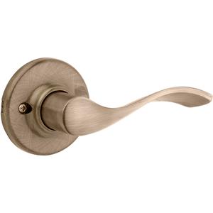 Kwikset Balboa Dummy Door Handle, Single Sided Lever for Closets, French Double Doors, and Pantry, Antique Brass Non-Turning Left Handed Interior Push/Pull Lever, with Microban Protection