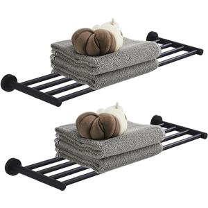 2-Tier Towel Racks for Bathroom (30 Inches) Stainless Steel, Water and Rust Proof, Wall Mounted, Easy to Install, Top of The line Rack,Black