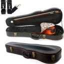 4/4 Full Size Violin Case, Plush Interior Wooden Hard Case With Hygrometer, Crocodile Pattern Leather Bulge Surface Case (Black)