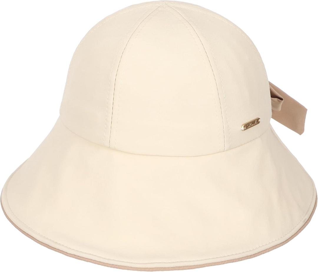Women Sun Bucket Hat Ponytail Hole with Bow Tie Waterproof Ultra Wide Brim Beach Hat UV Protection UPF 50+
