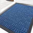 OLANLY Front Door Mat Outside Entrance 29.5x17, Absorbent, Heavy Duty Sturdy Natural Rubber Doormat Indoor Outdoor, Non-Slip, Stain and Fade Resistant, Low Profile Floor Mat for Entryway, Ocean Blue