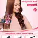 LAMA Cordless Hair Straightener Brush - Portable Hair Brush - 20s Fast Heating - 130 Million Plasma for Frizz-Free Shine, 90000mAh Mini Hair Straightener Comb for Women Travel, LED Display Hot Comb,GY