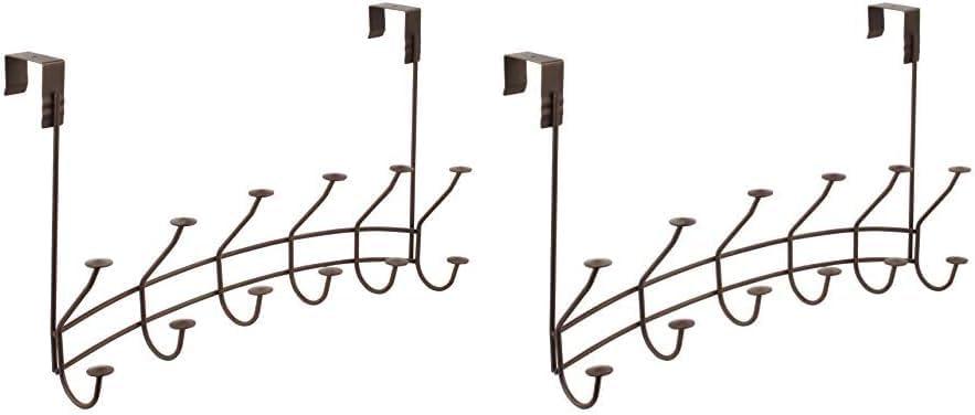 Spectrum Diversified Windsor Over The Door Hook Rack, 6 Hook, Bronze (Pack of 2)