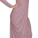 KOH KOH Womens Long Sleeve Full Length V-Neck Sexy Wrap Empire Waist Formal Winter Fall Cocktail Wedding Evening Gown Gowns Maxi Dress Dresses, Dusty Pastel Pink L 12-14