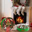 Aliceset 4 Pack Wreath Storage Containers, Ornament Garland Wreath Storage Bags with Handle Zipper Decorative Storages Box for Winter Valentine Wreaths(30 x 30 x 7.8 Inch,Light Green)