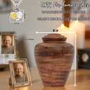 Wooden Cremation Urns for Human Ashes with Photo Frame & Heart Necklace for Ashes, Mango Wood Memorial Urn for Adults Men & Women, Decorative Funeral Urn 10x8 (220 Cu in)