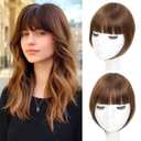 Clip in Bangs, French Bangs Hair Clip, 360Cover Top Hair Toppers for Women with Thinning Hairs, 10 Inch Fake Bang Hairs Pieces for Women Daily Wear (Light Brown)